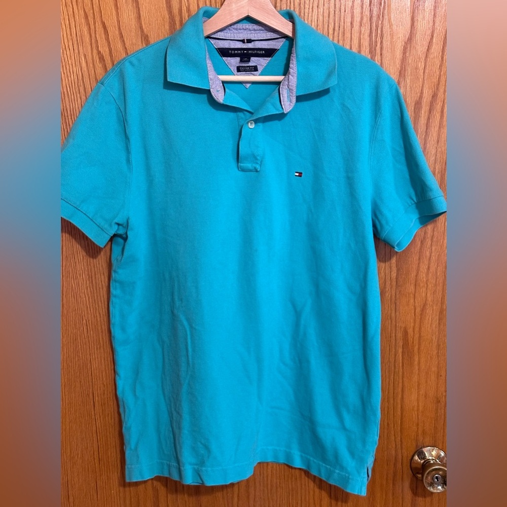 Tommy Hilfiger Y2K men’s turquoise‎ polo sz large